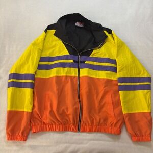 Stranger Things Windbreaker Jacket Mens XXL Yellow Orange Palace Arcade 80s
